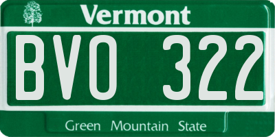 VT license plate BVO322