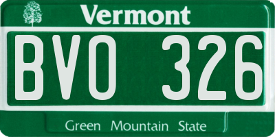 VT license plate BVO326