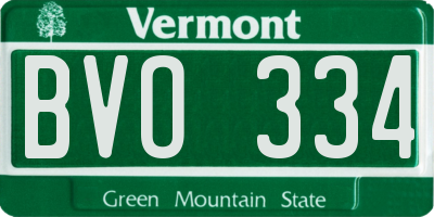 VT license plate BVO334