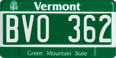 VT license plate BVO362