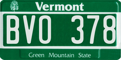 VT license plate BVO378