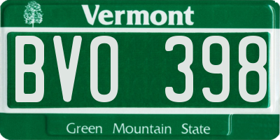 VT license plate BVO398