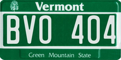 VT license plate BVO404
