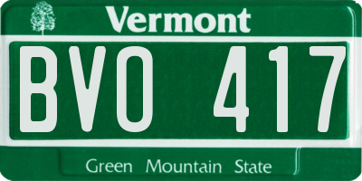 VT license plate BVO417