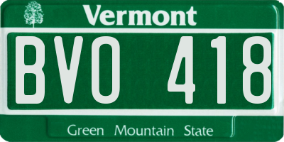VT license plate BVO418