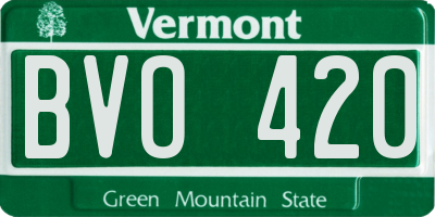 VT license plate BVO420