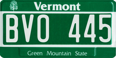 VT license plate BVO445