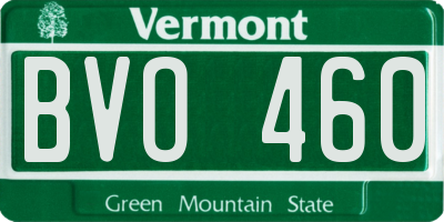 VT license plate BVO460
