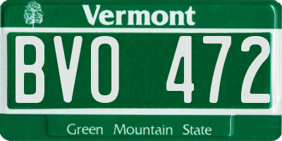 VT license plate BVO472