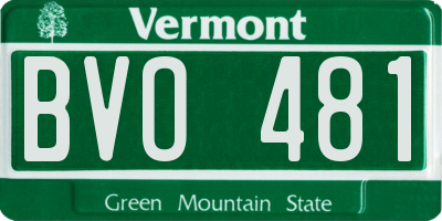 VT license plate BVO481
