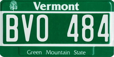 VT license plate BVO484