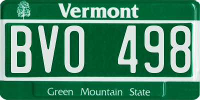 VT license plate BVO498
