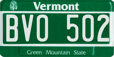 VT license plate BVO502