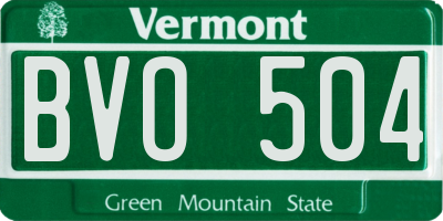 VT license plate BVO504