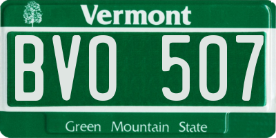VT license plate BVO507