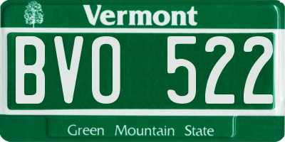 VT license plate BVO522