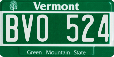 VT license plate BVO524
