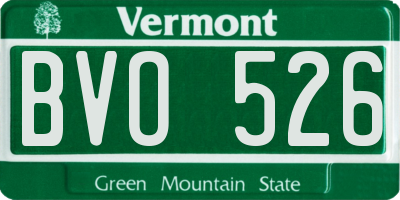 VT license plate BVO526