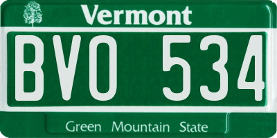 VT license plate BVO534