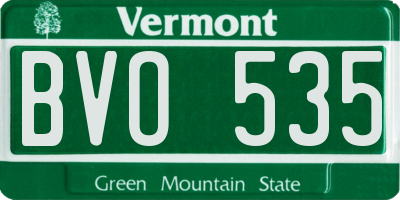 VT license plate BVO535