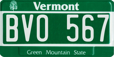 VT license plate BVO567