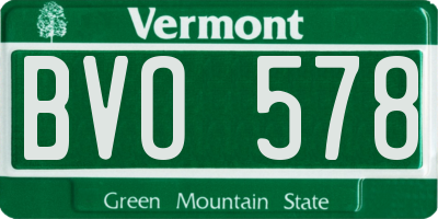 VT license plate BVO578