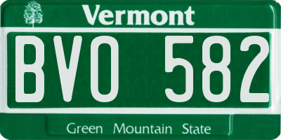 VT license plate BVO582