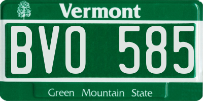VT license plate BVO585