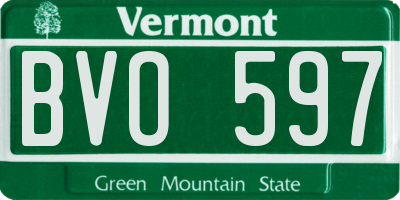 VT license plate BVO597