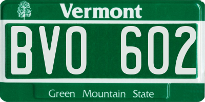 VT license plate BVO602