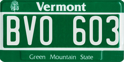 VT license plate BVO603