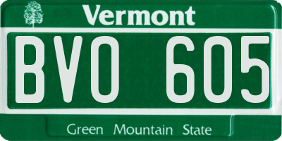 VT license plate BVO605
