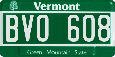 VT license plate BVO608