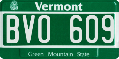 VT license plate BVO609