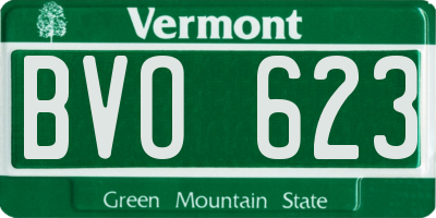 VT license plate BVO623