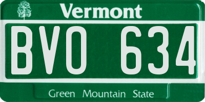 VT license plate BVO634