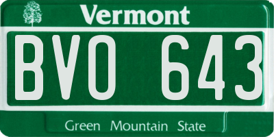 VT license plate BVO643