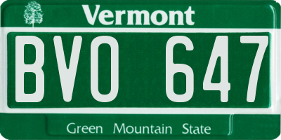 VT license plate BVO647