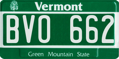 VT license plate BVO662