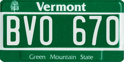 VT license plate BVO670