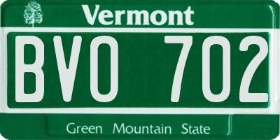 VT license plate BVO702