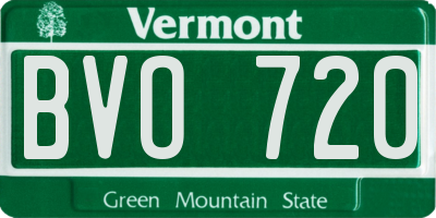 VT license plate BVO720