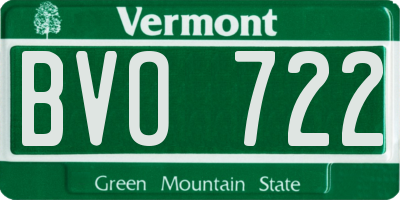 VT license plate BVO722