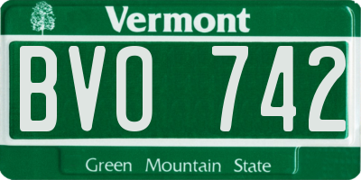 VT license plate BVO742