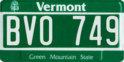 VT license plate BVO749