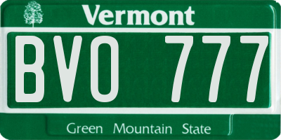 VT license plate BVO777