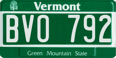 VT license plate BVO792