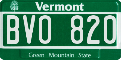 VT license plate BVO820