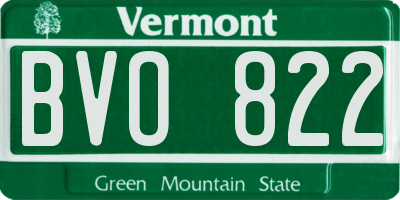 VT license plate BVO822