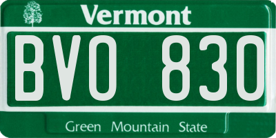 VT license plate BVO830